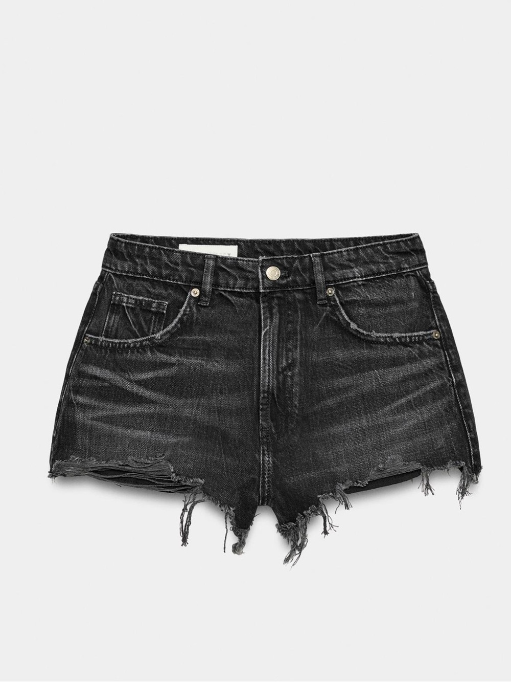 Zara TRF RIPPED HIGH-WAISTED DENIM SHORTS